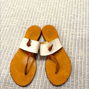Joie White and Tan Leather Sandals